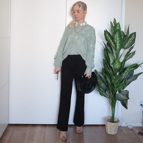 BCBGMaxAzria Black Career Straight Leg High Waist Pants Size 6 Small - Picture 3 of 7